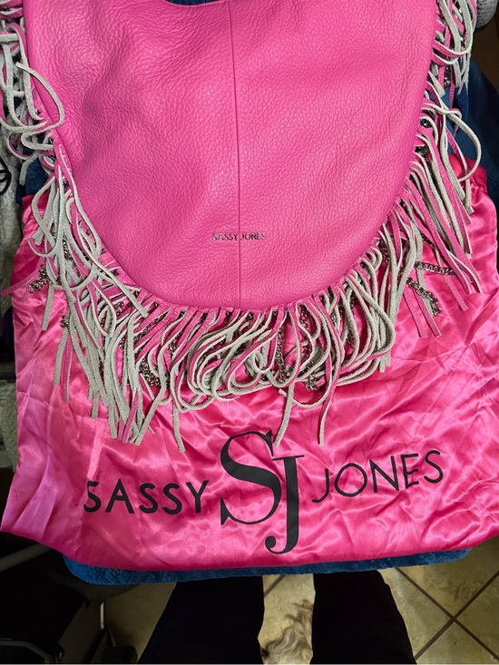 Sassy Jones Handbags - Sassy Jones Hot Pink Fringe Leather Hobo